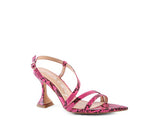 CHERRY TART Snake Print Spool Heel Sandals