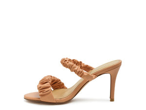 QUALIE GATHERED AROUND SLIP-ON HEELED SANDAL