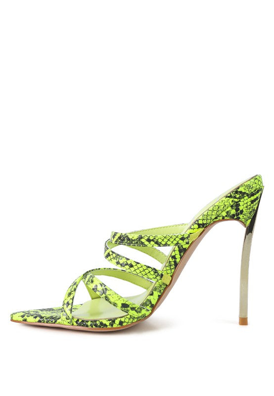 NIGHTCLUB HIGH HEELED NEON ANIMAL SANDALS