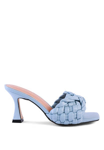 CELIE WOVEN STRAP MID HEEL SANDALS