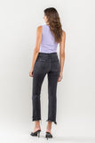 High Rise Raw Step Hem Crop Flare Jeans