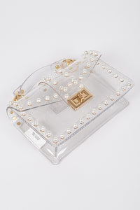 Pearl Studs Transparent Statdium Clear Bag