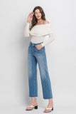 High Rise Ankle Slim Wide Jeans