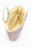 Faux Straw Round Handle Basket Tote