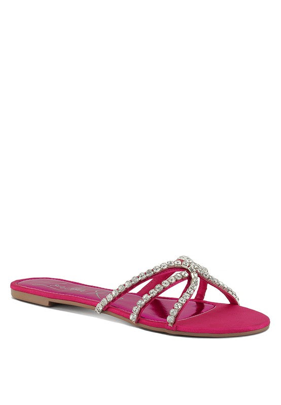 Mezzie Dimante Strap Flat Sandals