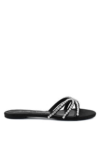 Mezzie Dimante Strap Flat Sandals