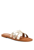 Aura Faux Leather Flat Sandals